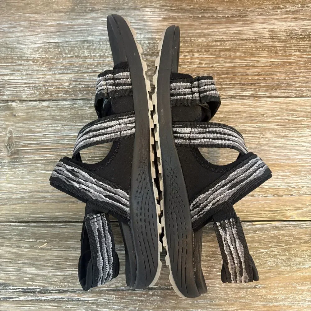 Ryka Kona Trek Sandals Womens 8.5M Gray Black Adjustable Sports Hiking Strappy